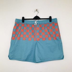Public Opinion Men's XXL Swim Trunks Drawstring Pockets Checkered Blue AJ32